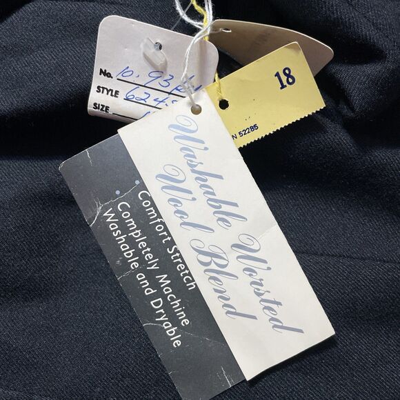 Vintage Villagio Womens Black Worsted Wool Blend Open Front Jacket Size 18 New - Picture 4 of 7